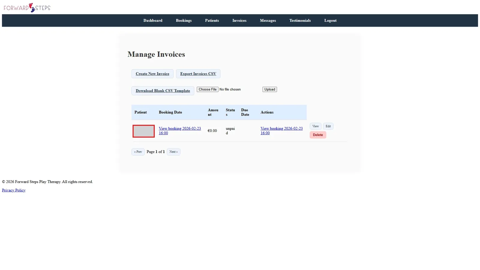 Invoice management view showing how financial records sit inside the same operational system.