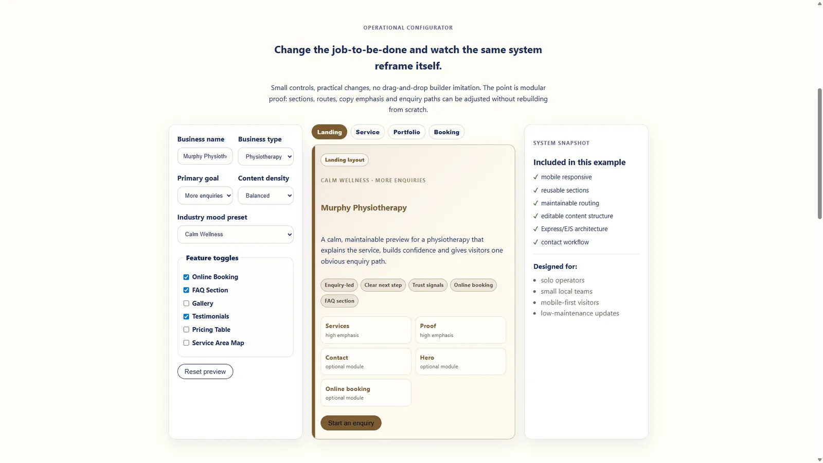 ASR Starter Kit profile configurator proof screenshot